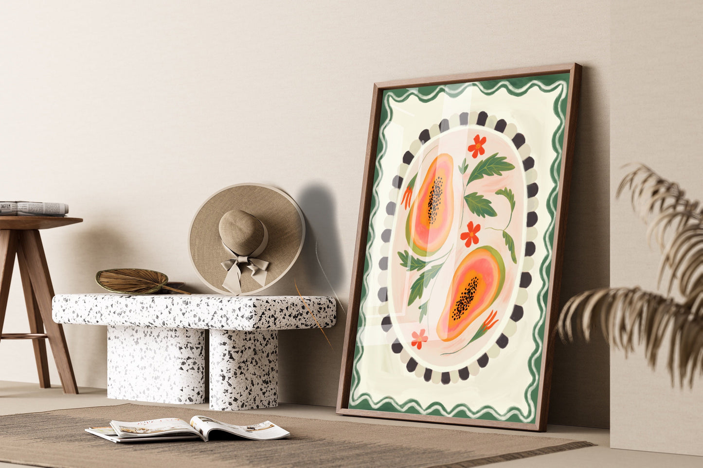 Papaya With Border | Unframed