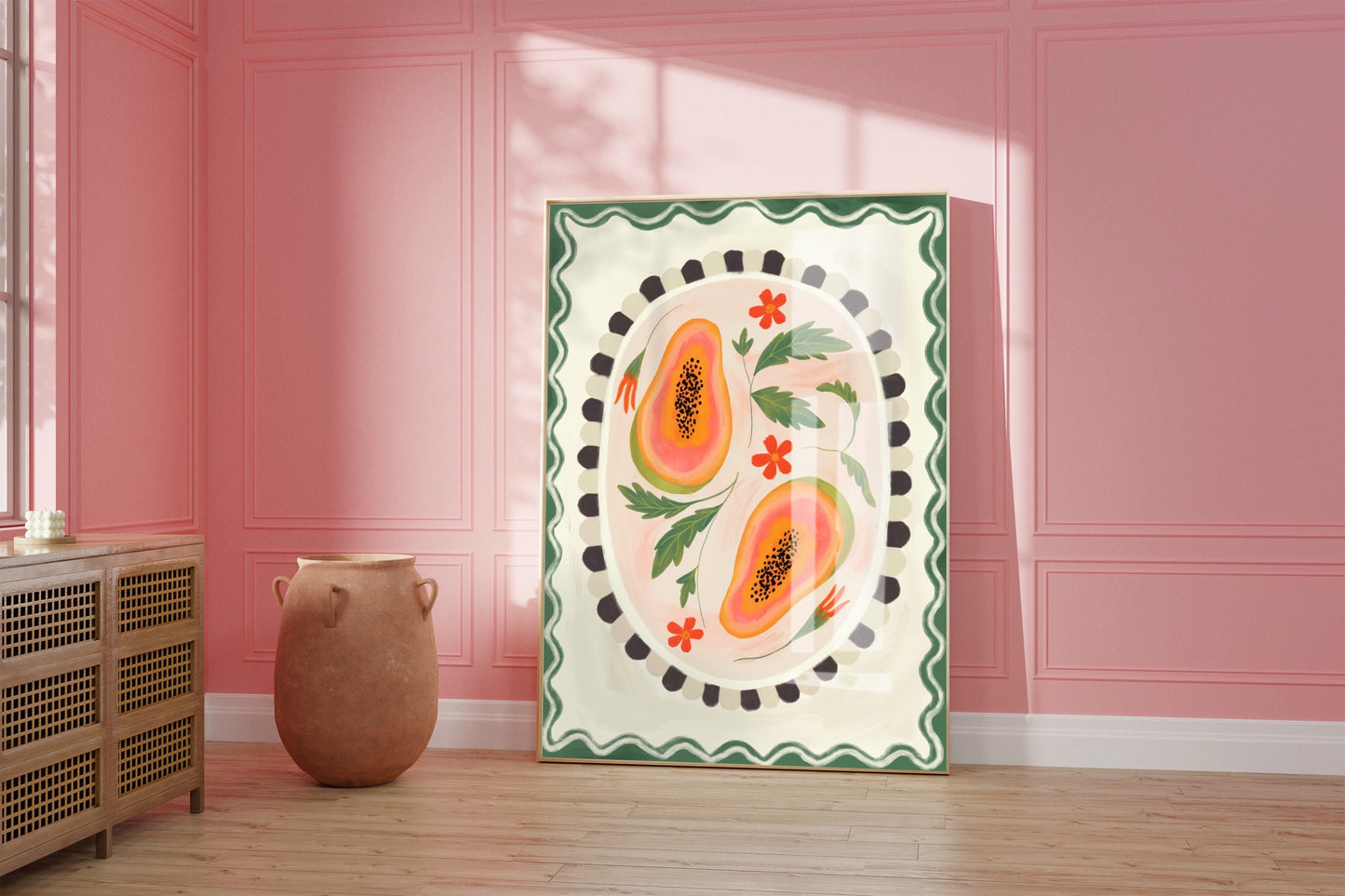 Papaya With Border | Unframed