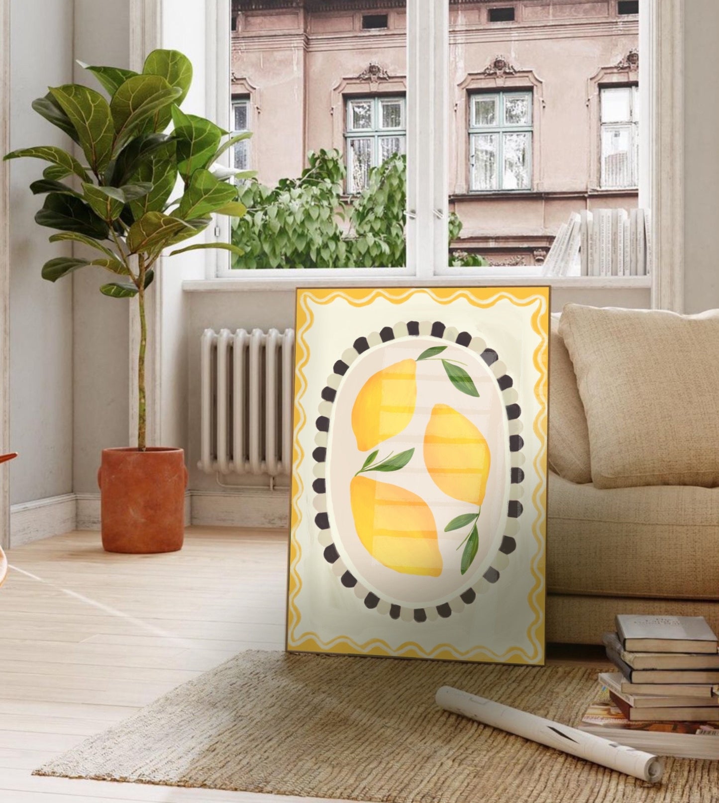 Lemon With Border | Unframed