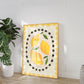 Lemon with border, Hand Drawn Lemon Print, Fruit Art Print, Maximalist Art Print, Colourful Home Decor, Pink Home Decor, Print