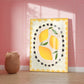 Lemon with border, Hand Drawn Lemon Print, Fruit Art Print, Maximalist Art Print, Colourful Home Decor, Pink Home Decor, Print