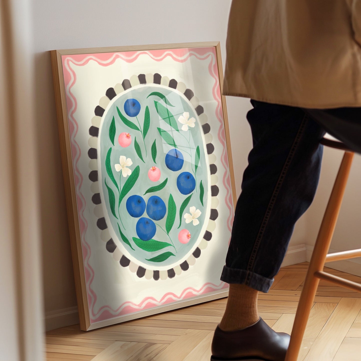 Blueberry With Border | Unframed