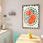 Orange with border, Hand Drawn Orange Print, Fruit Art Print, Maximalist Art Print, Colourful Home Decor, Pink Home Decor, Print