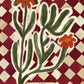 Melot Botanical House, Red Quirky Handrawn Art, Brown Flowers, Colourful Art, Bright Colourful Art Print, Modern Art Print, Gallery Wall,