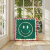 Green Smiley, Dopamine Decor, Maximalist, Colourful Wall Art, Smiley Face Wall Art, Wall Art, Art Prints, Colourful Art Prints, Square, Pink