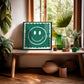 Green Smiley, Dopamine Decor, Maximalist, Colourful Wall Art, Smiley Face Wall Art, Wall Art, Art Prints, Colourful Art Prints, Square, Pink