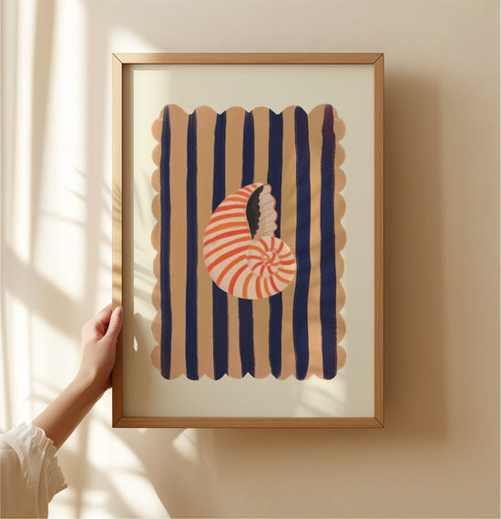 Red Striped Shell | Unframed