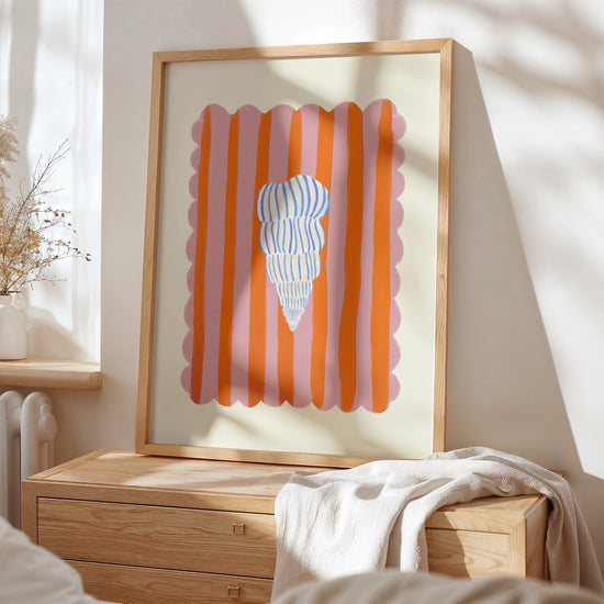 Blue Striped Shell | Unframed