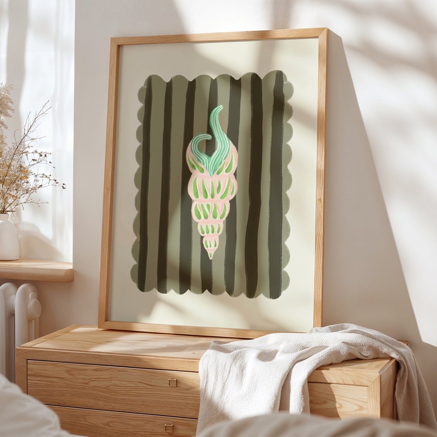 Pink and Green Shell | Unframed