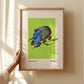 Beetle Art, Insect Print, French, Vintage Art, Bright Print, Gallery Wall Print, Bedroom, A5, A4, A3, A2, A1, A0, Green, Boho, Vintage