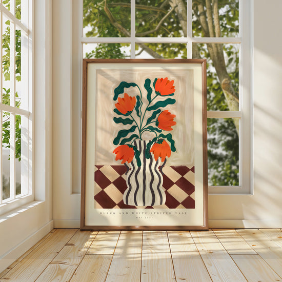 Black and White Floral Vase | Unframed