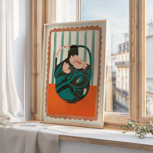 Black Floral Vase | Unframed