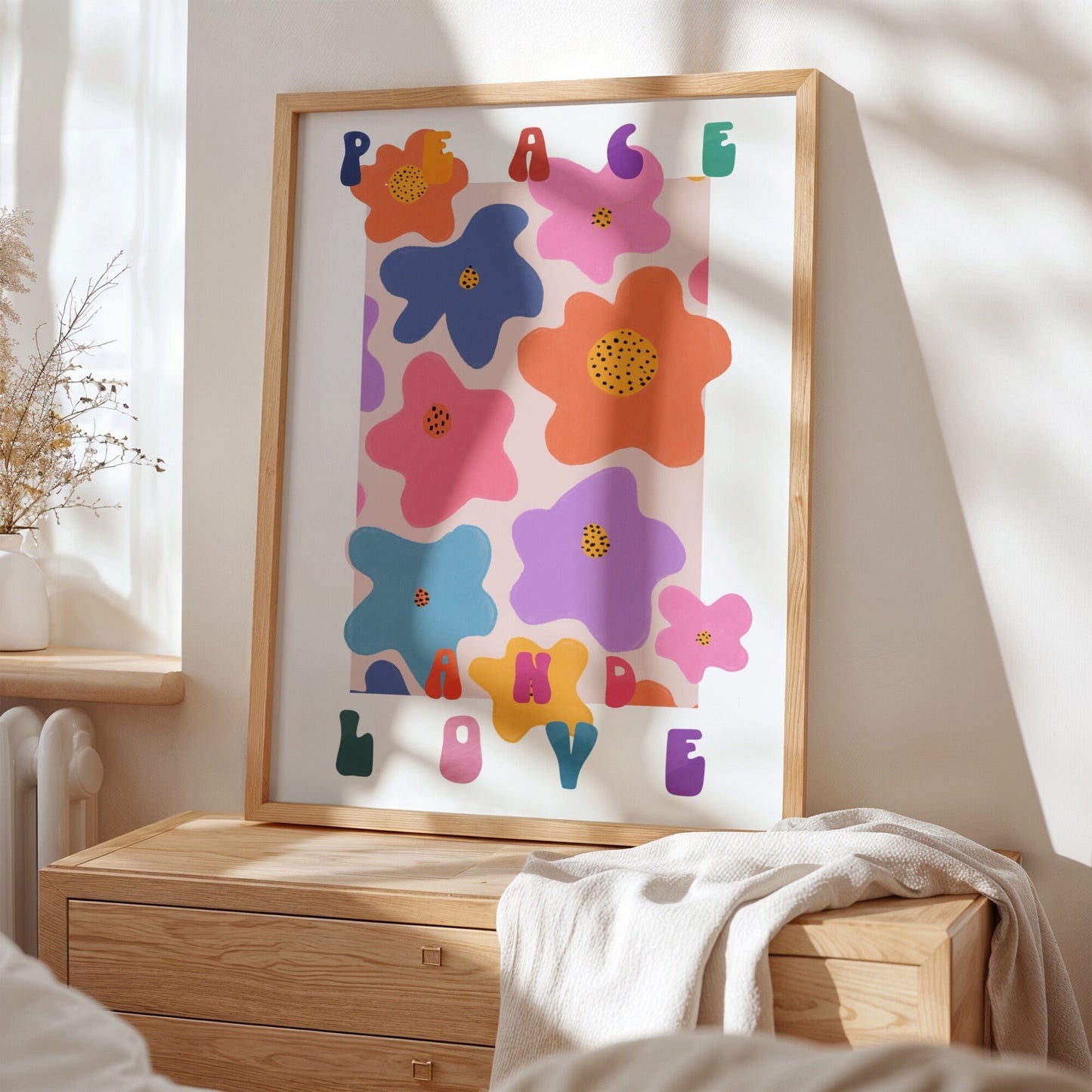Peace and Love Floral | Unframed