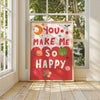 You Make Me Happy, Kids Happy Print, Bright Kids Wall Art, Cute Wall Art Kids Room, Nursery Bright Rainbow Art, Girls Bedroom, Boys Bedroom,