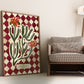 Melot Botanical House, Red Quirky Handrawn Art, Brown Flowers, Colourful Art, Bright Colourful Art Print, Modern Art Print, Gallery Wall,