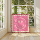 Pink Smiley, Dopamine Decor, Maximalist, Colourful Wall Art, Smiley Face Wall Art, Wall Art, Art Prints, Colourful Art Prints, Square, Pink