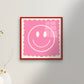 Pink Smiley, Dopamine Decor, Maximalist, Colourful Wall Art, Smiley Face Wall Art, Wall Art, Art Prints, Colourful Art Prints, Square, Pink
