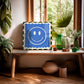 True Blue Smiley, Dopamine Decor, Maximalist, Colourful Wall Art, Smiley Face Wall Art, Wall Art, Art Prints, Colourful Art Prints, Square,