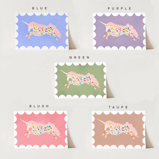 Floral Unicorn | Unframed | More Colours Available