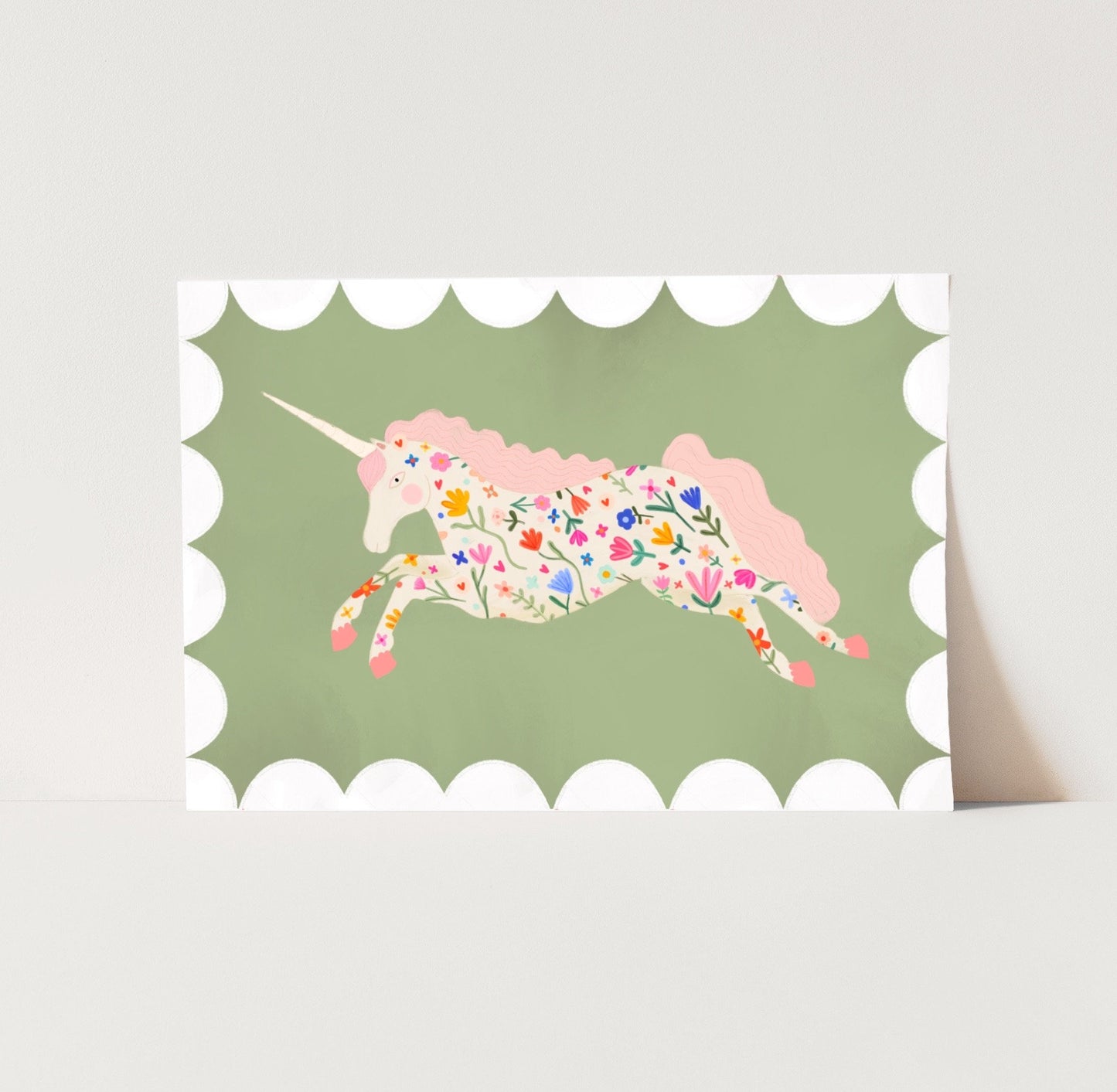 Floral Unicorn | Unframed | More Colours Available