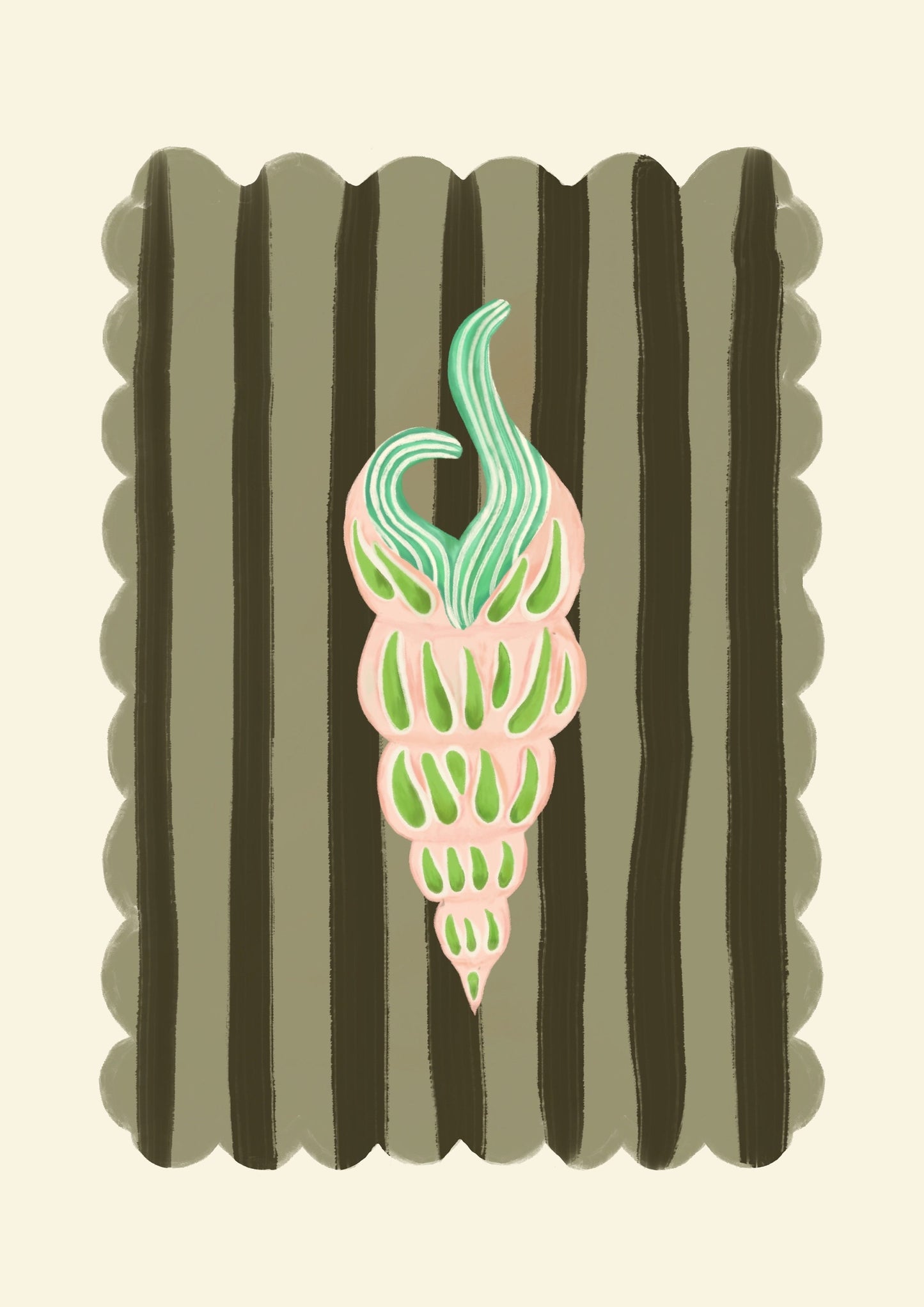 Pink and Green Shell | Unframed