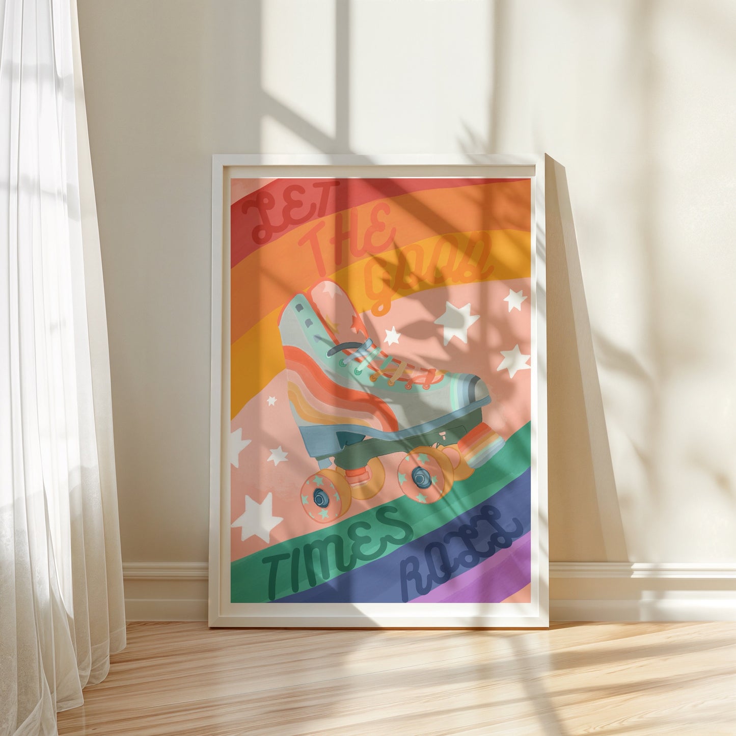 Rainbow Rollerskate | Unframed