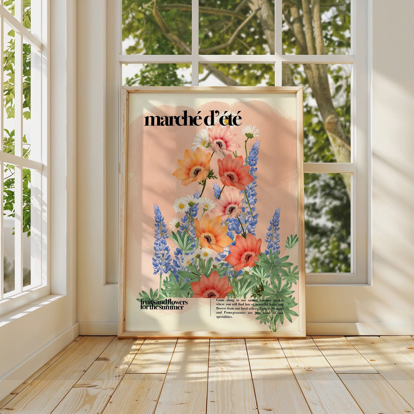 Peach Flower Market | Unframed