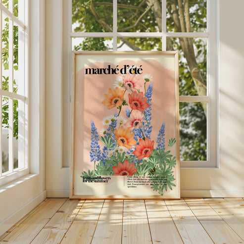Peach Flower Market | Unframed