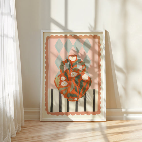 Orange Floral Pot | Unframed