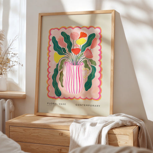 Pink Striped Vase | Unframed