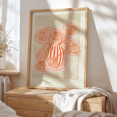 Red Striped Vase | Unframed