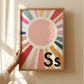 S is for Sunshine / Sun / Nursery Art / Kids Room / cute Art / Baby Print / Gifts for kids / Christmas gifts / Children