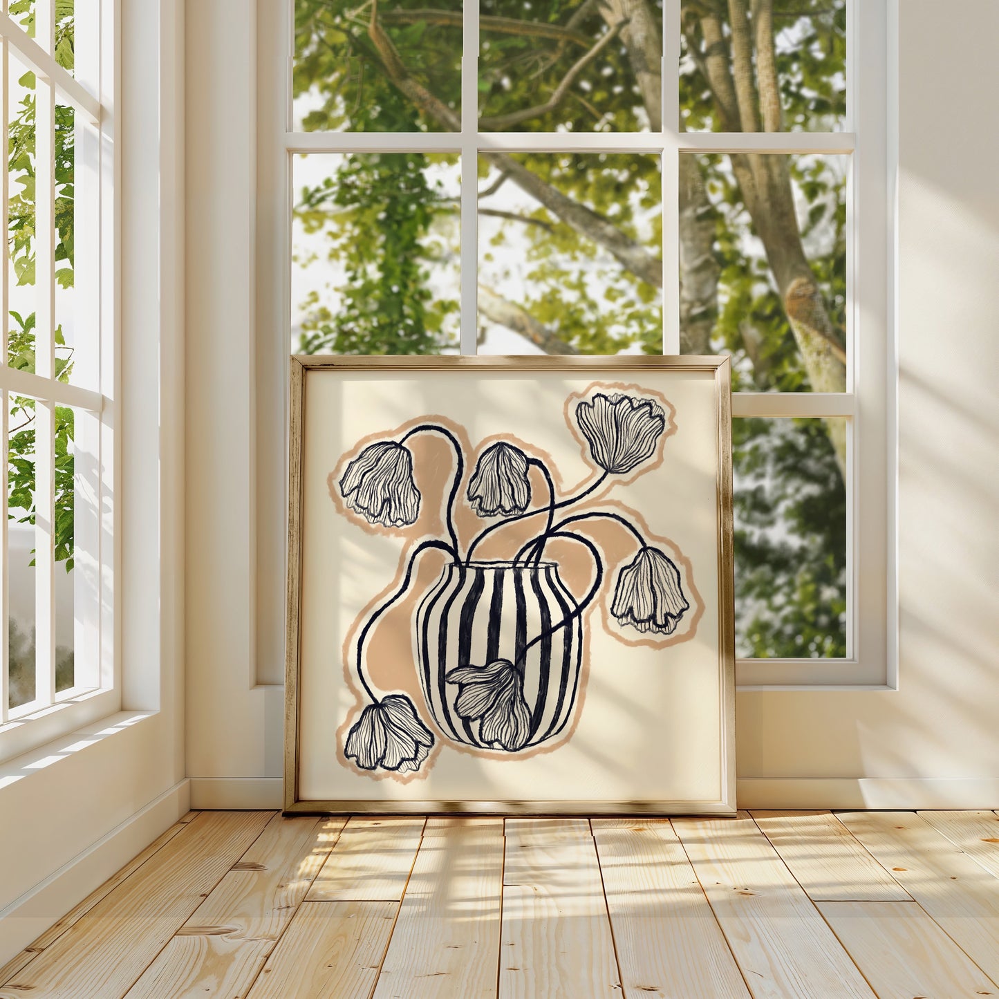 Square Blue Vase | Unframed