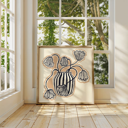 Square Blue Vase | Unframed