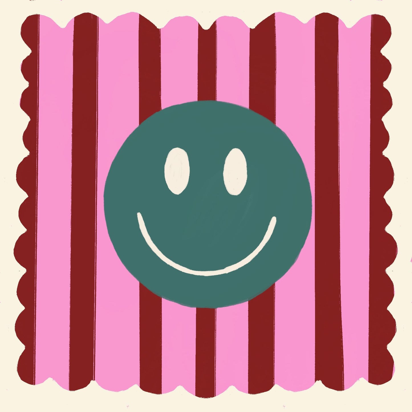 Pink and Wine Stripe Smiley | Unframed
