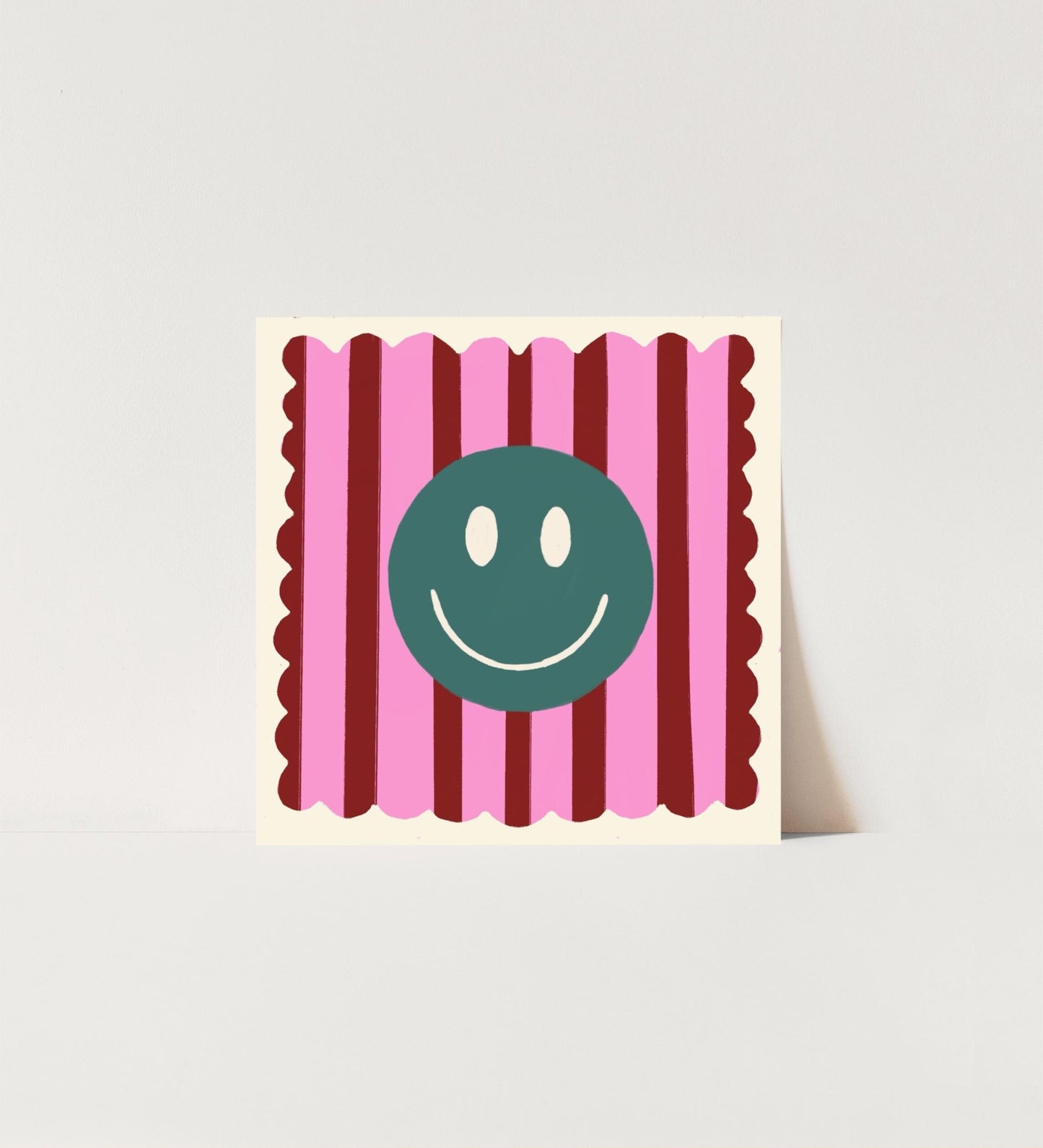 Pink and Wine Stripe Smiley | Unframed