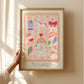 Favourite Things / Flower illustration / Nostalgia / Nursery Art / Kids Room / Art / Print / Gifts for Her / kids / Flowers / Colour Pop /