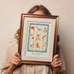 Favourite Things Blue / Flower illustration / Nursery Art / Kids Room / Art / Print / Gifts for Kid / kids / Flowers / Colour Pop / Bright