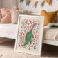 Floral Dino / Girls Dinosaur Print / Pink Dino / Nursery Art / Kids Room / Art / Print / Gifts for Her / kids / Rainbow / Colour Pop /