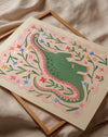 Floral Dino / Girls Dinosaur Print / Pink Dino / Nursery Art / Kids Room / Art / Print / Gifts for Her / kids / Rainbow / Colour Pop /