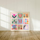 Personalised Floral, Kids Decor, fun wall art, Colourful Wall Art, Wall Art, Wall Art, Art Prints, Colourful Art Prints, Square,