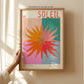 Summer Sun, Colourful Quirky Handrawn Art, Sun, Colourful Art, Bright Colourful Art Print, Modern Art Print, Gallery Wall, Cool, Maximalist