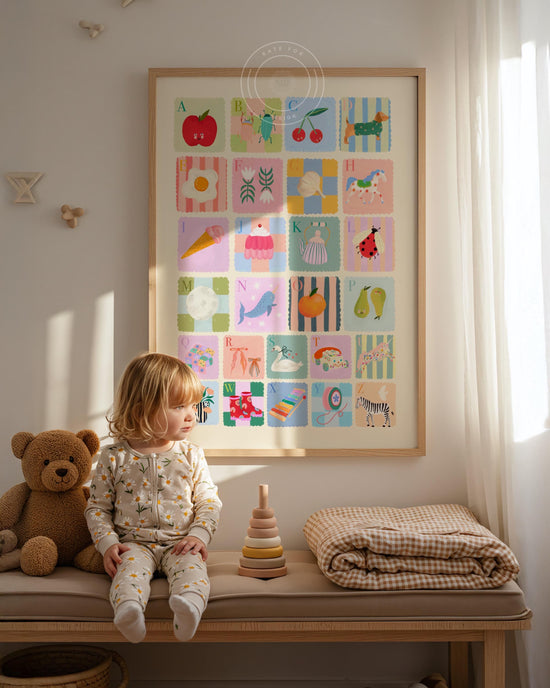 Pastel Kids A-Z, Abc Art, Nursery Art, Kids Room Art, Nursery, Art, Print, Gifts for kids, Kids Wall Art , Rainbow, Colourful, Bright Art