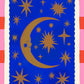 La Luna: Colourful Hand-Drawn Modern Wall Art, Eclectic, Print, Wall Art, Blue, Celestial, Moon