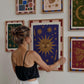 El Sol: Colourful Hand-Drawn Modern Wall Art, Eclectic, Print, Wall Art, Blue, Celestial, Sun