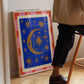 La Luna: Colourful Hand-Drawn Modern Wall Art, Eclectic, Print, Wall Art, Blue, Celestial, Moon