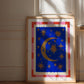 La Luna: Colourful Hand-Drawn Modern Wall Art, Eclectic, Print, Wall Art, Blue, Celestial, Moon