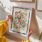 Colourful Bohemian Flowers Art Print: Colour Pop Flower Illustration