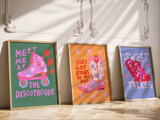 Pink Roller Skate Art Print | Unframed