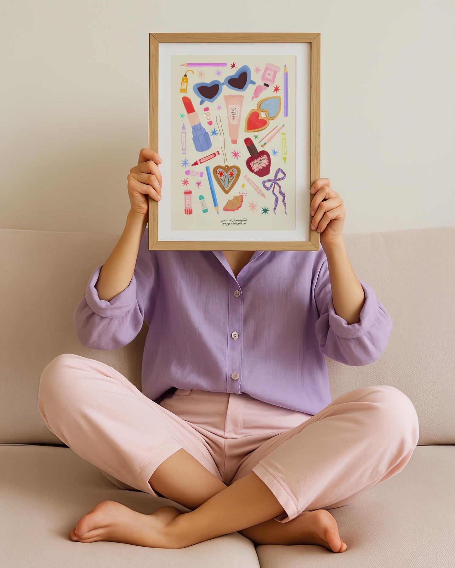 Just The Essentials Art Print: Colorful Decor, Girls Room, Teenager, Tween,